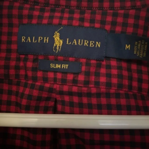 Ralph Lauren Red/Black checked button down. M Slim Fit - Picture 3 of 3